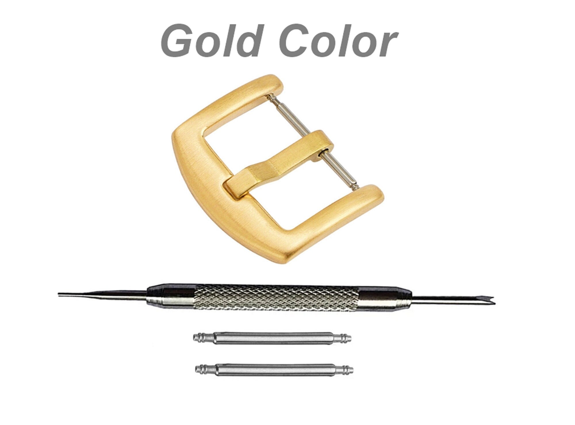 4pcs Set Exquisite Buckles for 20mm 22mm 24mm Watch Straps Bands Replacement Kit Clasp Silver Black Rose Gold Color - Pins Tool Included